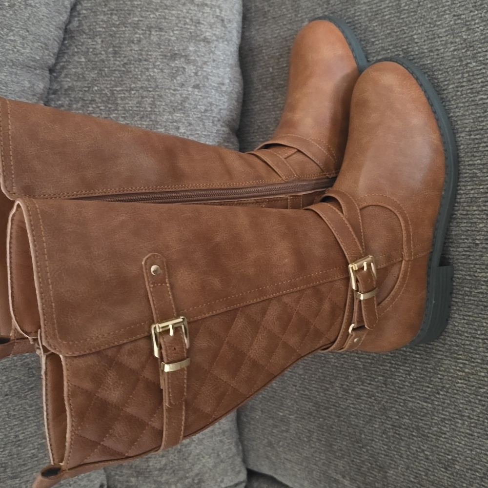 SONOMA BRAND LITTLE GIRL'S BROWN TAN HIGH SIDE ZIPPERED BOOTS SIZE 2